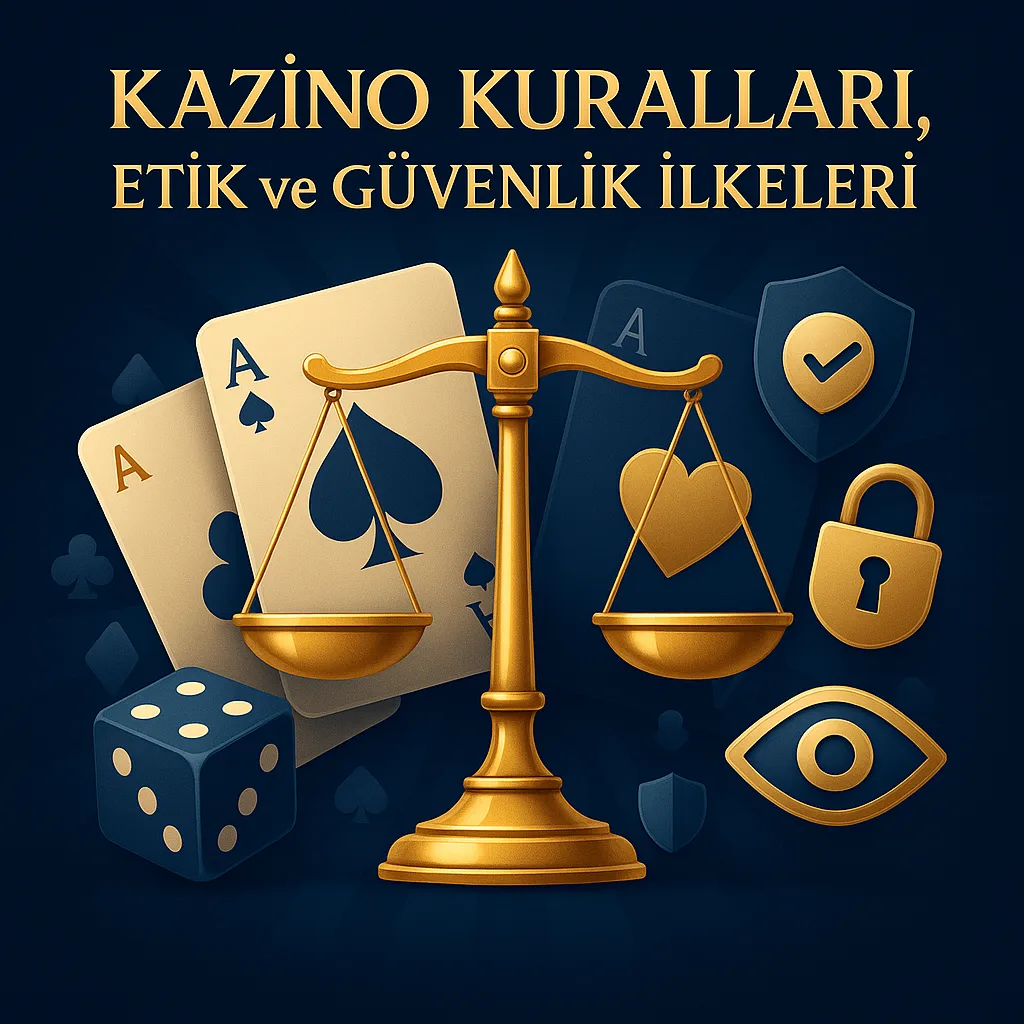 Casinoda adalet, etik ve güvenlik ilkelerini simgeleyen görsel